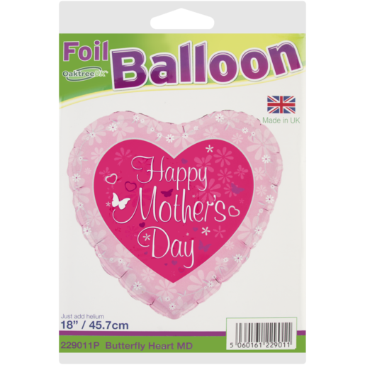 Oaktree UK Butterfly Heart Mother's Day Foil Balloon 45.7cm
