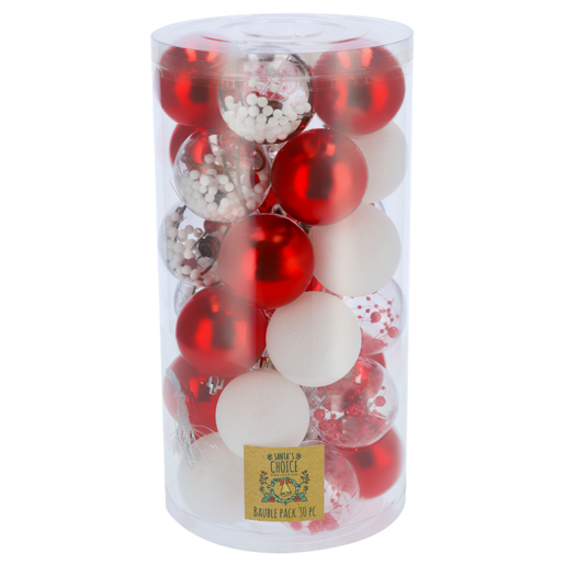Santa's Choice Red Balls Christmas Tree Decorations 30 Pack