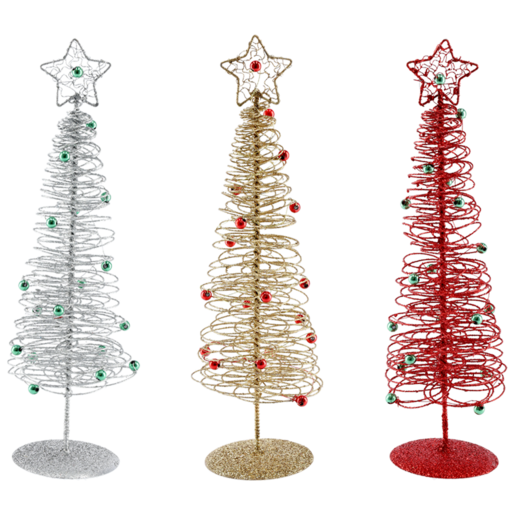 Glitter Tabletop Christmas Tree With Beads (Colour May Vary)