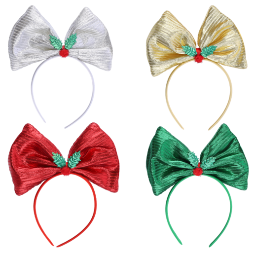 Bow And Holly Christmas Headband (Colour May Vary)