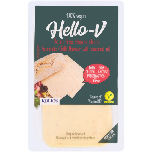 Koliós Hello-V Aromatic Chilli Flavour Dairy Free Cheese Slices 140g