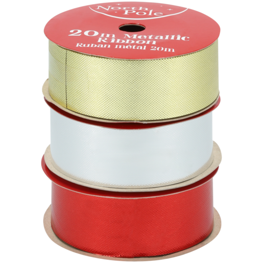 Embossed Christmas Ribbon 20m (Colour May Vary)
