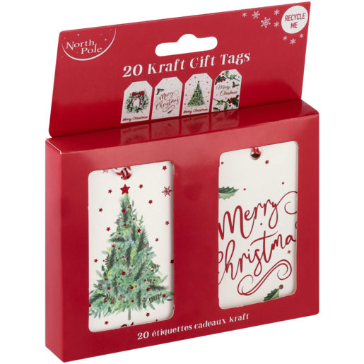 North Pole Kraft Modern Christmas Tags 20 Piece