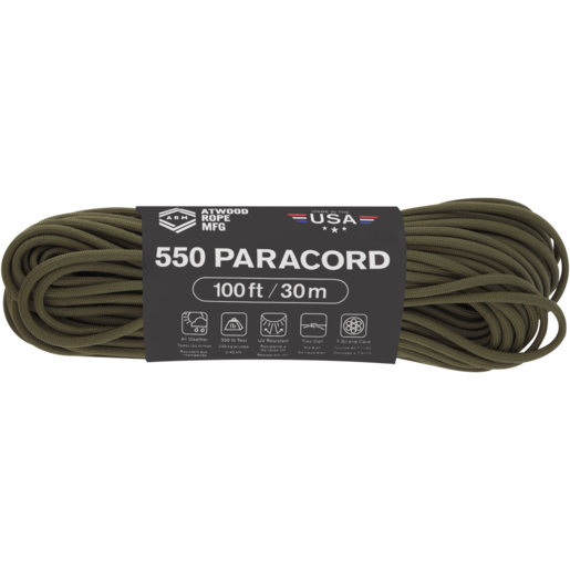 Atwood Rope Mfg Olive 550 Paracord 100ft / 30m