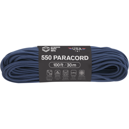 Atwood Rope MFG Navy 550 Paracord 100ft / 30m