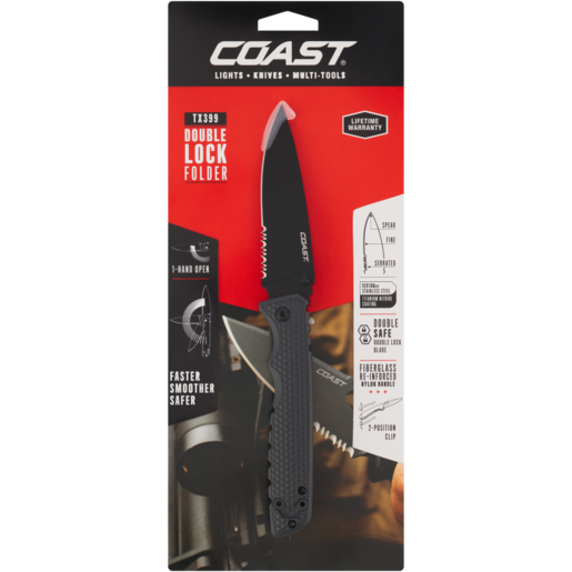 Coast TX399 Black Double Lock Folding Knife