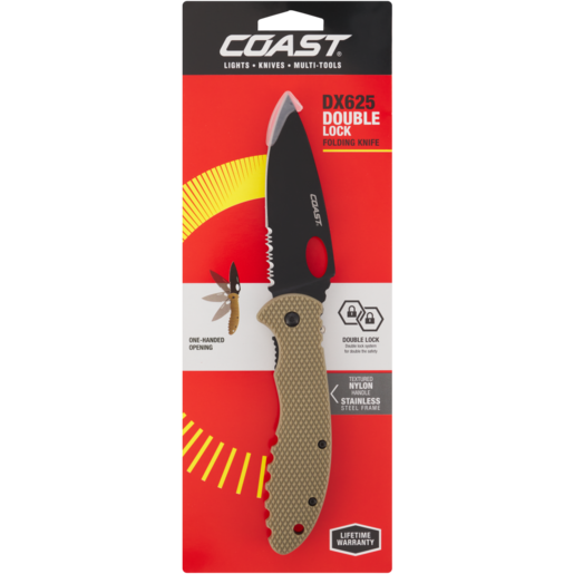 Coast DX625 Tan Double Lock Folding Knife