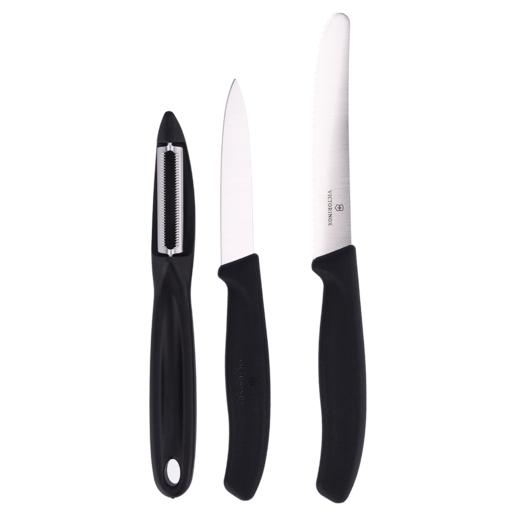 Victorinox Black Paring Peeler Knife Set 3 Pack
