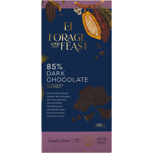 Forage And Feast 85% Dark Chocolate Slab 100g
