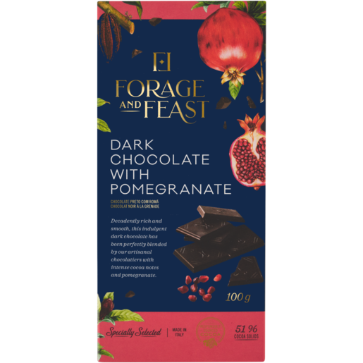 Forage And Feast Pomegranate Dark Chocolate Slab 100g
