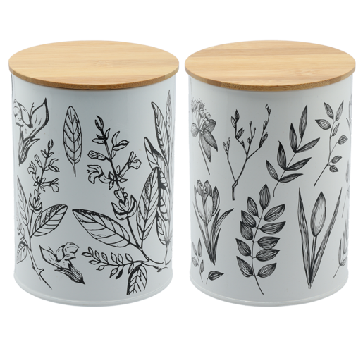 White Leaf Print Canister (Assorted Item - Supplied At Random)