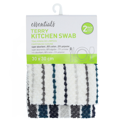 Essentials Terra Kitchen Swab 30 x 30cm 2 Pack (Colour May Vary)