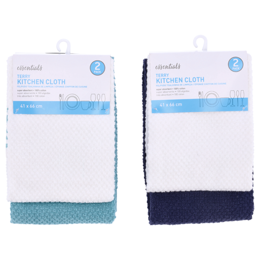 Essentials Oakland Kitchen Cloth 2 Pack 41 x 66cm (Colour May Vary)