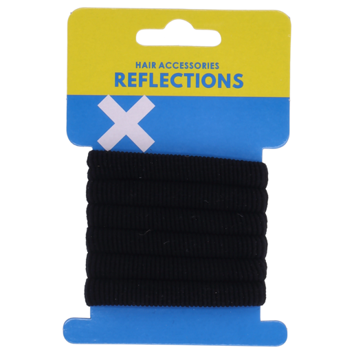 Reflections Black Hair Ties Knitted 6 Pack