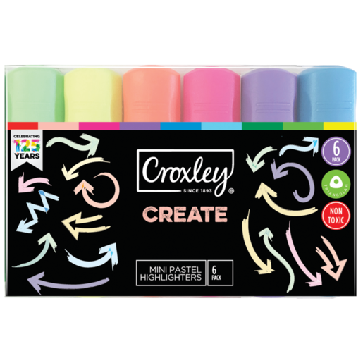 Croxley Create Mini Pastel Highlighters 6 Pack