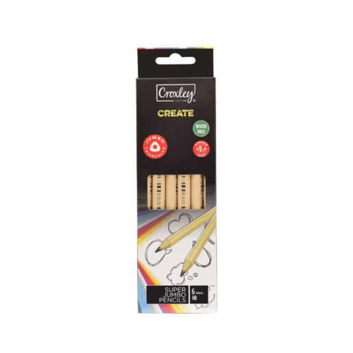 Croxley Create Woodfree Super Jumbo HB Pencils 6 Pack