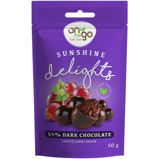 On The Go Sunshine Delights Dark Chocolate Coated Raisins 50g