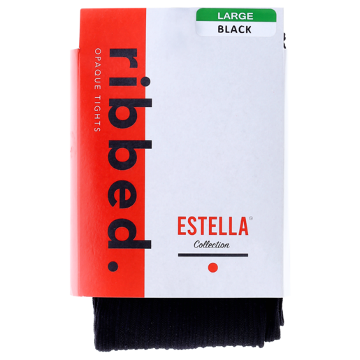 Estella Ribbed Large Black Tights