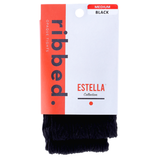 Estella Medium Black Ribbed Tights