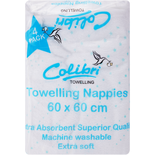 Colibri Extra Soft Towelling Nappies 4 Pack