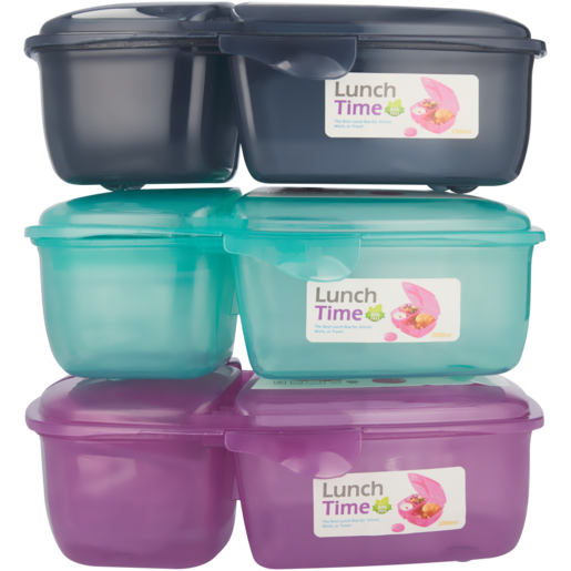 Lunch Time 3 Compartment Lunch Box 2L (Colour May Vary)