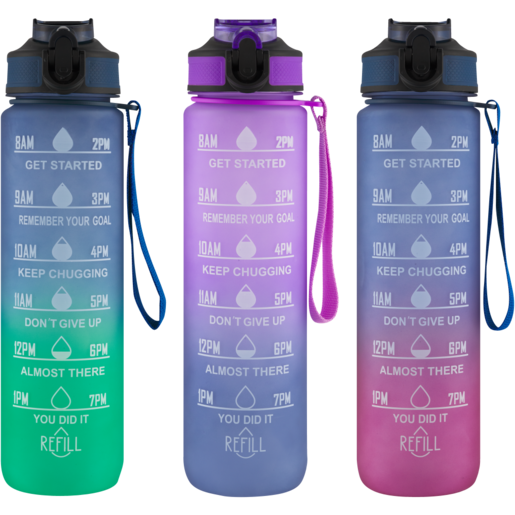 Plastic Water Bottle With Straw 1L (Assorted Item - Supplied At Random)
