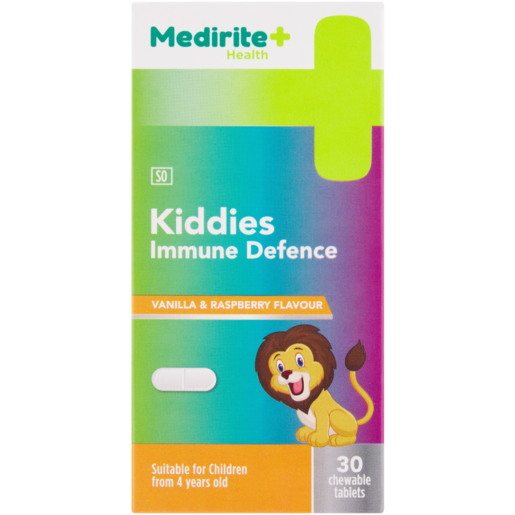 Medirite Vanilla & Raspberry Flavoured Kiddies Immune Defence Chewable Tablets 30 Pack