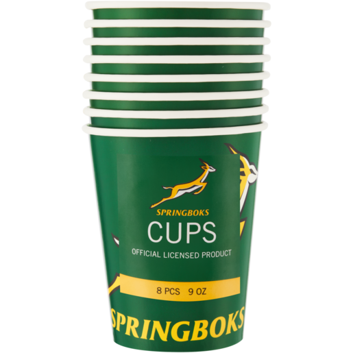 Springboks Paper Cups 8 Pack