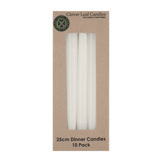 Clover Leaf Candles White Dinner Candles 10 Pack