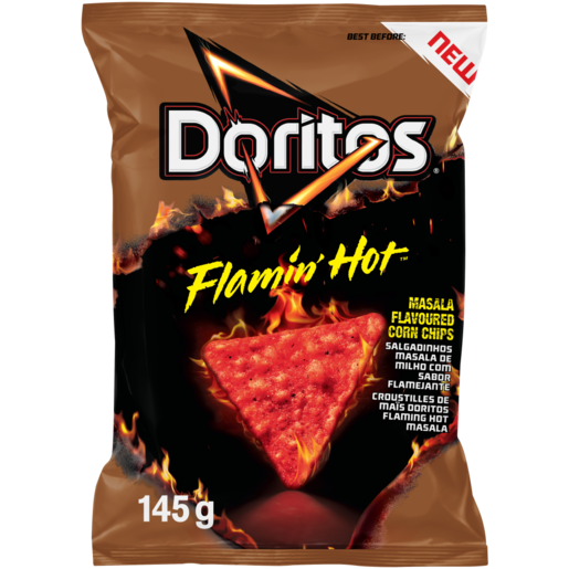 Doritos Flamin' Hot Masala Corn Chips 145g, Small Bag Chips, Chips,  Snacks & Popcorn, Food Cupboard, Food