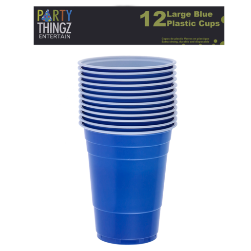 Party Things Large Blue Party Cups 450ml 12 Piece