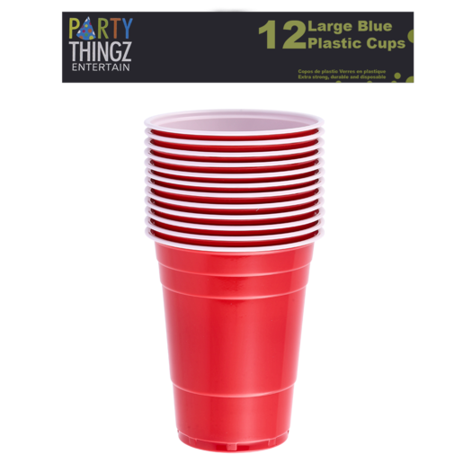 Party Things Large Red Party Cups 450ml 12 Piece