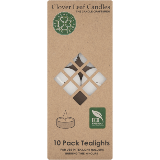 Clover Leaf White Tealight Candles 10 Pack