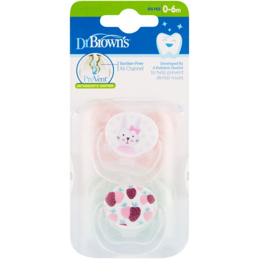 Dr. Brown’s PreVent Orthodontic Soothers 0 - 6 Months 2 Pack
