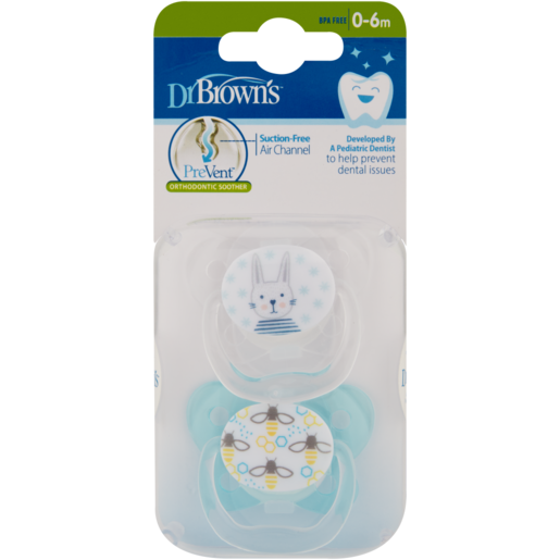Dr. Brown’s PreVent Orthodontic Soothers 0-6 Months 2 Pack