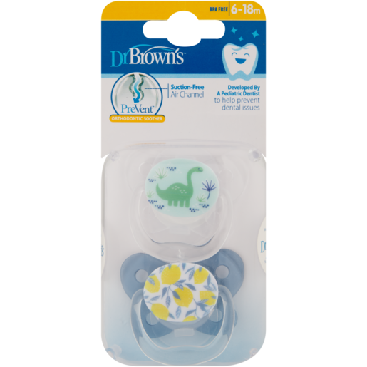Dr. Brown’s PreVent Orthodontic Soothers 6-18 Months 2 Pack
