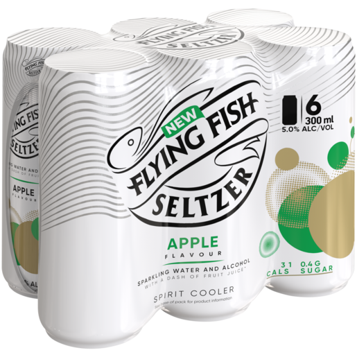 Flying Fish Apple Flavoured Spirit Cooler 6 x 300ml, Fruit Spirit Coolers, Spirit & Wine Coolers, Spirit Coolers, Drinks
