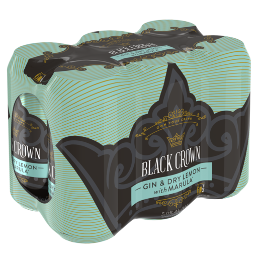 Black Crown Gin & Dry Lemon With Marula Cans 6 x 440ml