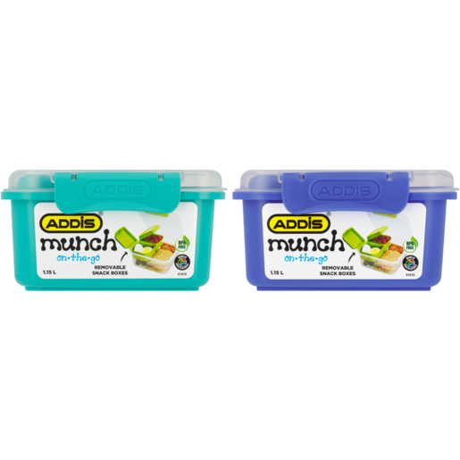 ADDIS Clip 'n Seal Munch On The Go Lunch Box 1.15L (Assorted Item -  Supplied At Random), Plastic Lunchboxes, Plasticware, Kitchen, Household