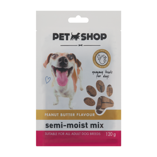 Petshop Peanut Butter Flavour Semi-Moist Dog Treat Mix 120g