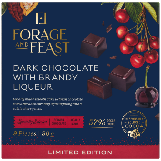 Forage And Feast Limited Edition Xmas Dark Chocolate With Brandy Liqueur 90g
