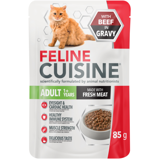 Feline Cuisine Beef in Gravy Adult Wet Cat Food 85g
