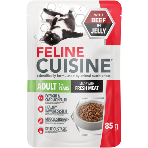 Feline Cuisine Beef in Jelly Adult Wet Cat Food 85g