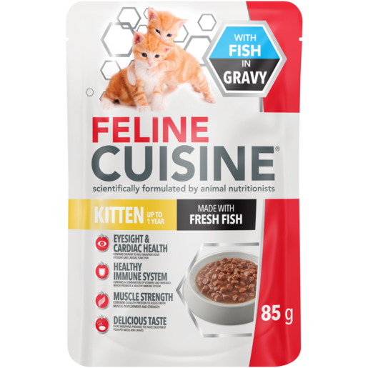 Feline Cuisine Fish In Gravy Kitten Wet Cat Food 85g
