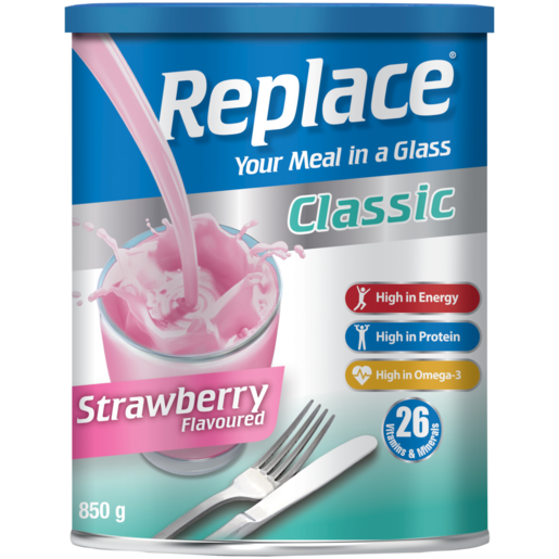 Replace Classic Strawberry Flavoured Meal Replacement Drink 850g 
