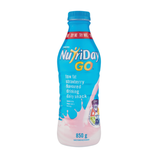 NutriDay Go Strawberry Flavoured Low Fat Drinking Dairy Snack 850g