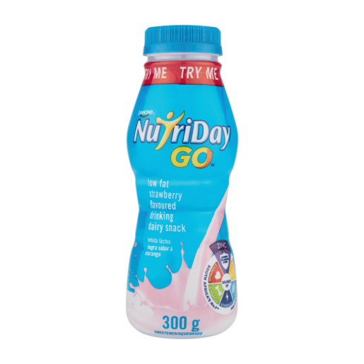 NutriDay Go Strawberry Flavoured Low Fat Drinking Dairy Snack 300g