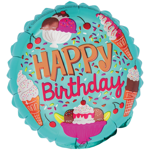 Anagram Happy Birthday Ice Cream Balloon 22cm