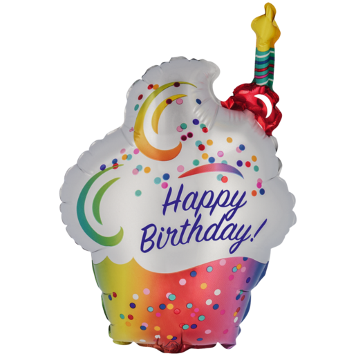 Anagram Happy Birthday Ombre Cupcake Balloon 35cm