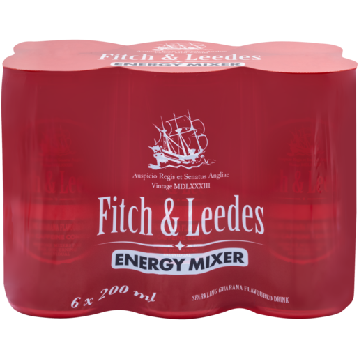 Fitch & Leedes Guarana Flavoured Energy Mixer Cans 6 x 200ml